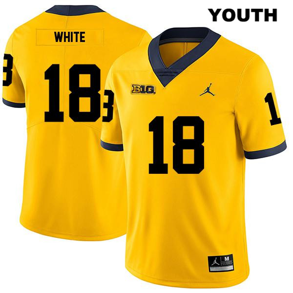 Youth NCAA Michigan Wolverines Brendan White #18 Yellow Jordan Brand Authentic Stitched Legend Football College Jersey WV25M63JO